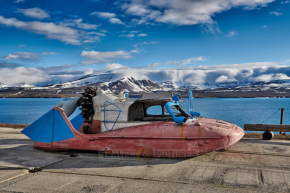 remains of strange flying boat in Barentsburg