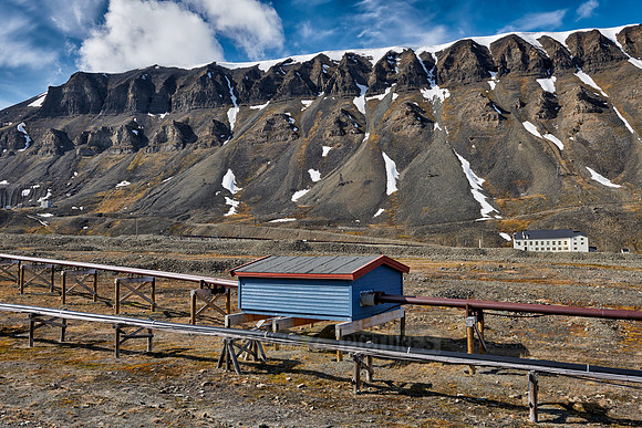 supply pipe, Longyearbyen and landscape