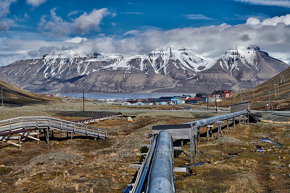 supply pipe, Longyearbyen and landscape