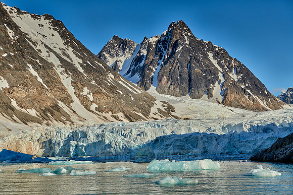 mountains with snow and ice of glacier Miethebreen