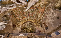 Egritas church with collapsed front wall showing frescos, Ihlara valley