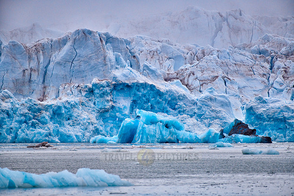 blue ice of Kronebreen or Crown glacier