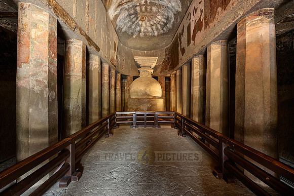 Ajanta caves, interior shot of Cave No. 9