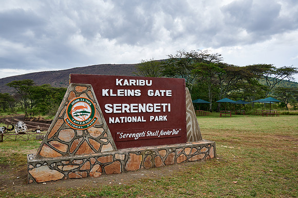 sign of Serengeti National Park at Kleins gate