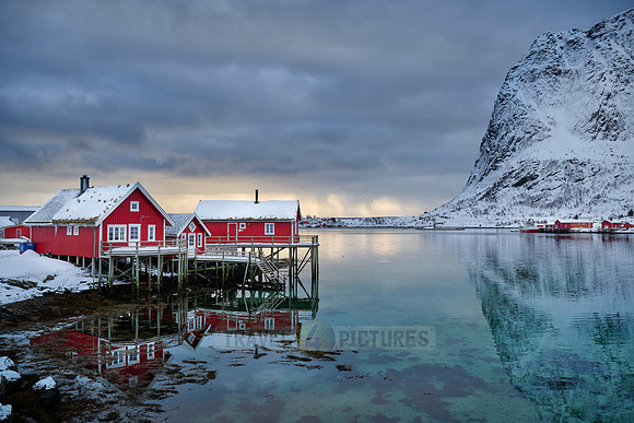 view of Reine at sunset, Lofoten