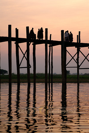 sunset over U Bein Bridge of Mandalay