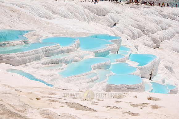 blue pools of Pamukkale travertine terraces