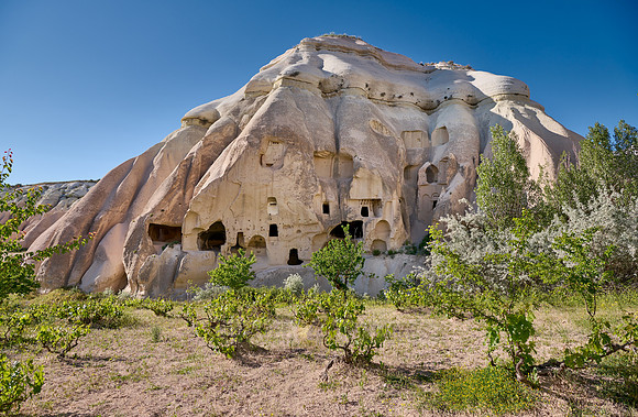 cave dwellings in landscape of Rose Valley Goreme