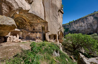 Egritas church with collapsed front wall showing frescos, Ihlara valley