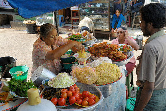 Street scene with food stall