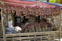 stall with dried fish at fishing village