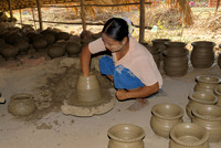 woman working in pottery