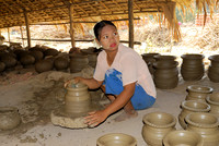 woman working in pottery