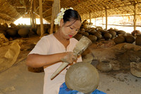 woman working in pottery