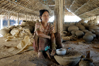 woman working in pottery