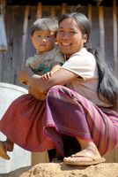 traditional woman with children of Palaung tribe