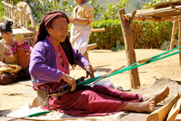 woman weaves using a traditional loom, Palaung tribe