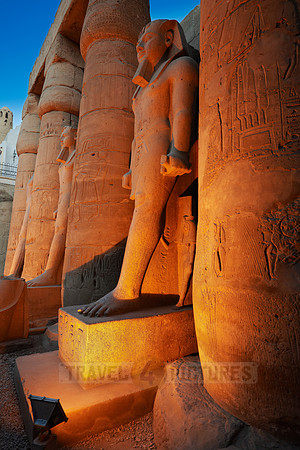 statue, night shot Peristyle Courtyard of Ramesses II