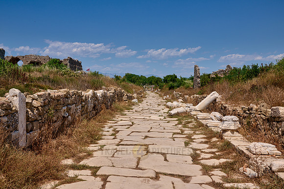 roman street in ruins of the Roman city of Side