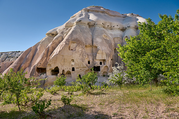 cave dwellings in landscape of Rose Valley Goreme