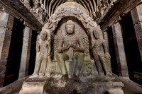 interior shot of Ellora Chaitya Cave No. 10