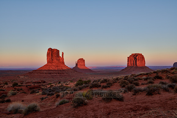 sunset at the Mittens, Monument Valley