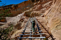 steep ladder to Balcony House, Cliff dwellings in Mesa-Verde-National Park