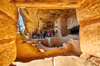 tourists in Balcony House, Cliff dwellings in Mesa-Verde-National Park