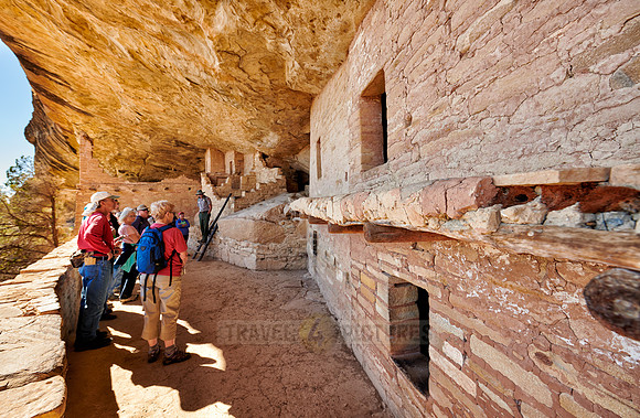 tourists in Balcony House, Cliff dwellings in Mesa-Verde-National Park