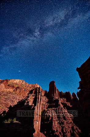 night sky and milky way above Fisher Towers