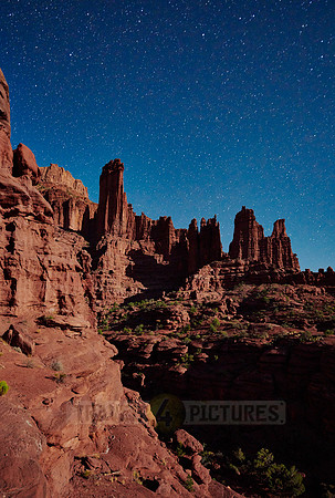 night sky and milky way above Fisher Towers
