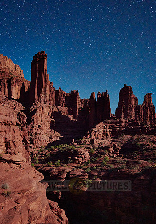 night sky and milky way above Fisher Towers