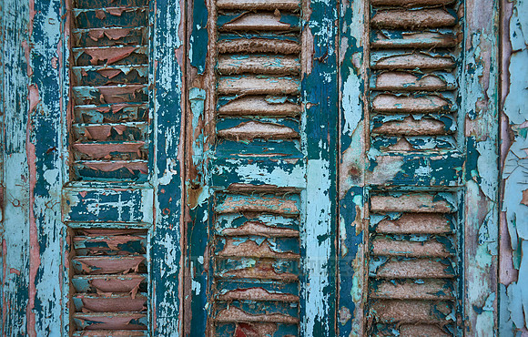 weathered blue shutters