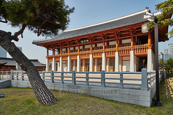 Traditional Korean style hanok architecture at Central Park in Songdo International Business District