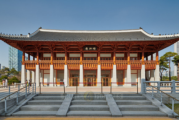 Traditional Korean style hanok architecture at Central Park in Songdo International Business District