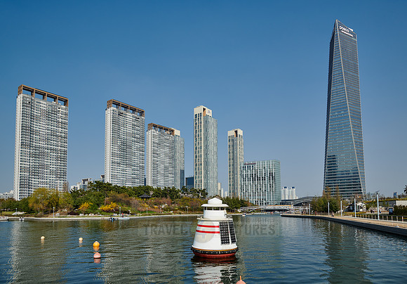 Central Park in Songdo International Business District with skyscraper