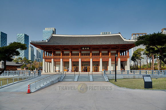 Traditional Korean style hanok architecture at Central Park in Songdo International Business District