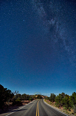 night sky over road in Canyonlands National Park, Island in the Sky
