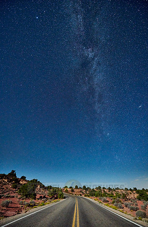 night sky over road in Canyonlands National Park, Island in the Sky