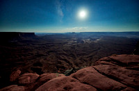 night sky with moon over Canyonlands National Park, Island in the Sky