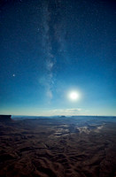 night sky with moon over Canyonlands National Park, Island in the Sky