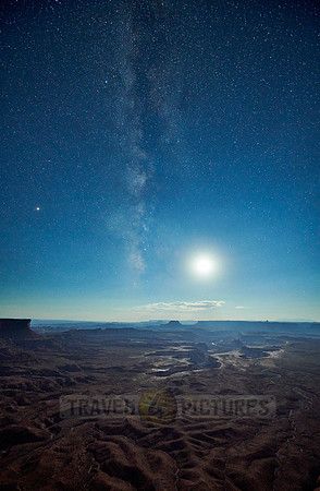 night sky with moon over Canyonlands National Park, Island in the Sky