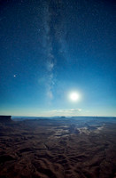 night sky with moon over Canyonlands National Park, Island in the Sky