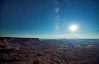 night sky with moon over Canyonlands National Park, Island in the Sky