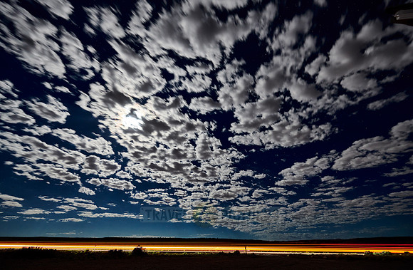 night shot of sky with sky, clouds and moon