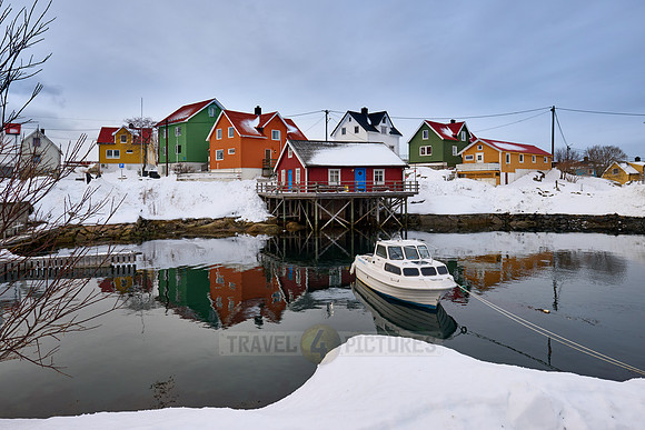 colorful wooden buildings of Henningsvær, Lofoten