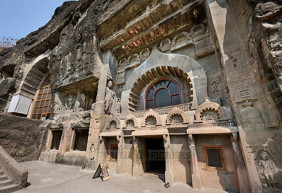 Ajanta caves, facade of cave 9
