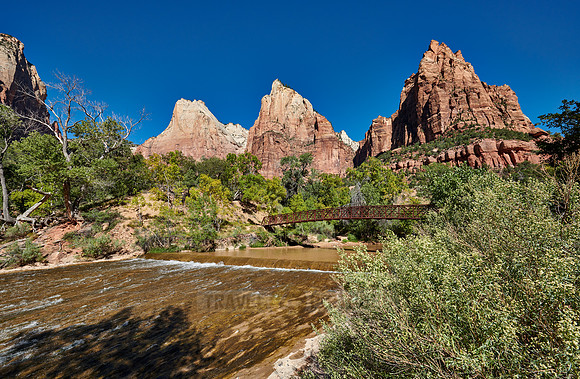 The Three Patriarchs and river in Zion National Park
