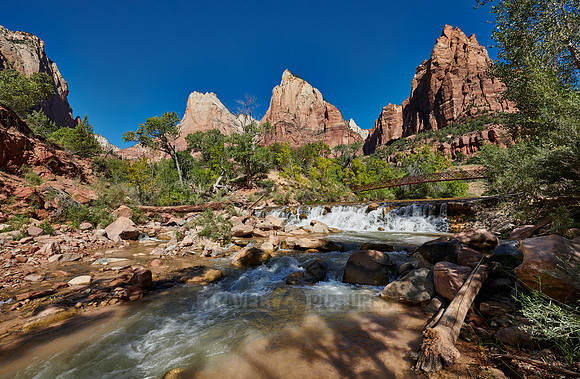 The Three Patriarchs and river in Zion National Park