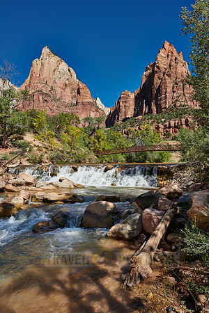 The Three Patriarchs and river in Zion National Park